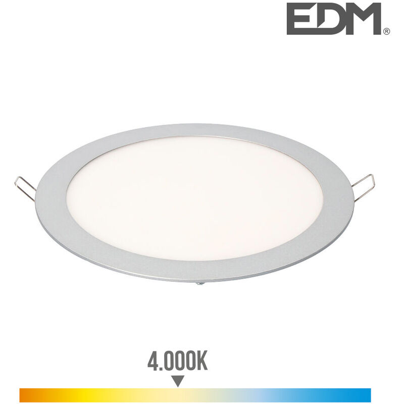 Lâmparas Edm Embutida led lumeco downlight empotrable marco cromado 20w 4.000k 20 cm redondo luz dia 4000k 1500lm ø225cm