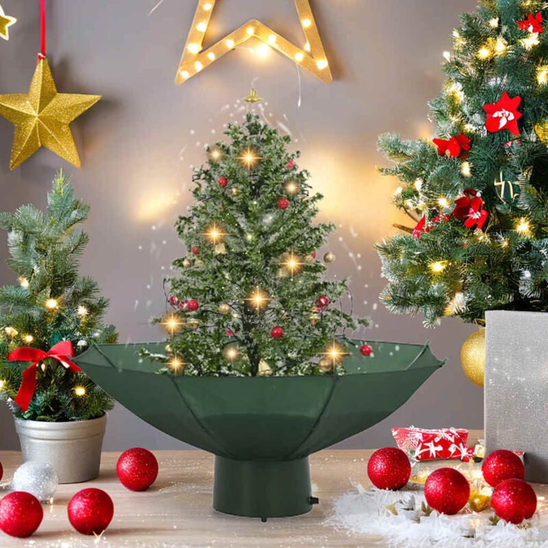 Arbre de Noël neigeux avec base de parapluie Vert 75 cm vidaXL 3