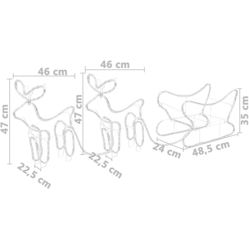 Décoration de Noël Rennes et traîneau 576 LED Extérieur vidaXL 3