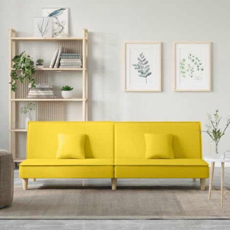 vidaXL Canapé-lit jaune clair tissu (1/5)