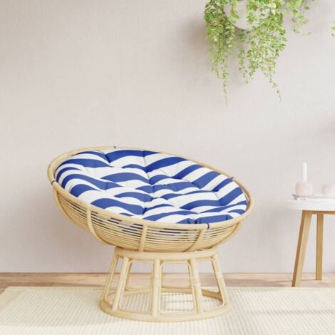Coussin rond rayure bleue/blanche Ø 100 x11 cm tissu oxford vidaXL