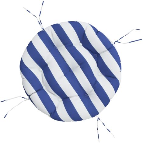 vidaXL Coussin rond rayure bleue/blanche Ø 60 x11 cm tissu oxford (1/5)