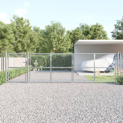 Portail de jardin grillagé argenté 500 x 125 cm en acier galvanisé vidaXL
