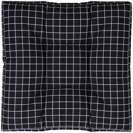 Coussin de palette motif à carreaux noir 70x70x12 cm tissu vidaXL