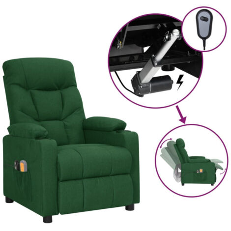 Fauteuil électrique de massage Vert foncé Tissu