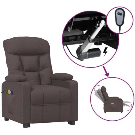 Fauteuil électrique de massage Marron foncé Tissu vidaXL