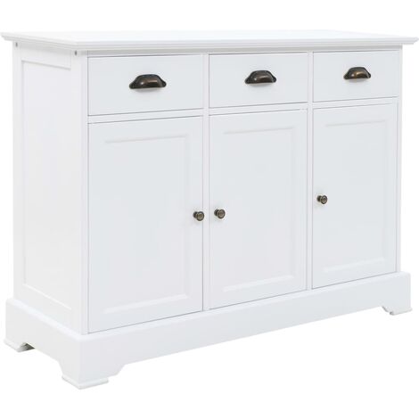 Vidaxl – Buffet blanc 3 portes MDF et bois de pin – Dimensions 105x35x77,5 cm – Espace de rangement pour livres et objets décoratifs (1/5)