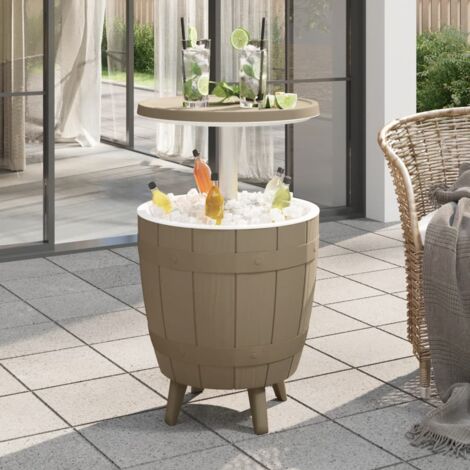 Table à glacière 3 en 1 marron clair polypropylène vidaXL (1/5)