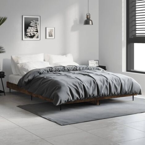 Cadre de lit sans matelas chêne fumé 140x190 cm bois ingénierie vidaXL (1/5)