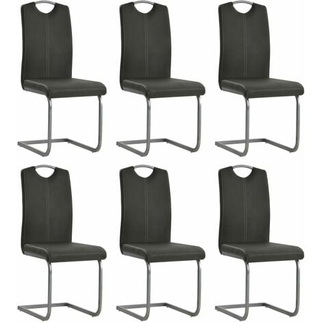 Chaises à manger cantilever lot de 6 gris similicuir vidaXL