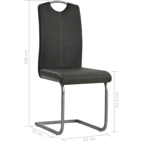 Chaises à manger cantilever lot de 6 gris similicuir vidaXL