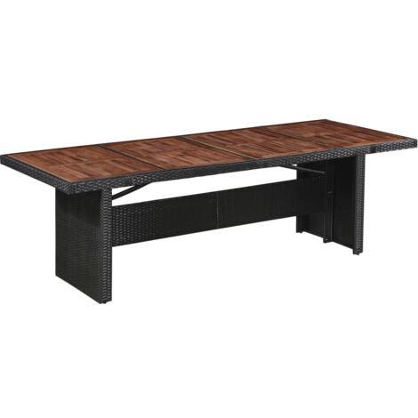 Vidaxl – Table de jardin 240x90x74 cm – Résine tressée et bois d'acacia – Cadre en acier enduit de poudre – Facile à nettoyer et résistant aux intempéries (1/5)