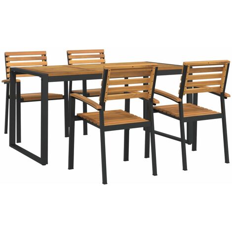 Ensemble à manger de jardin 5 pcs bois d'acacia massif et métal vidaXL