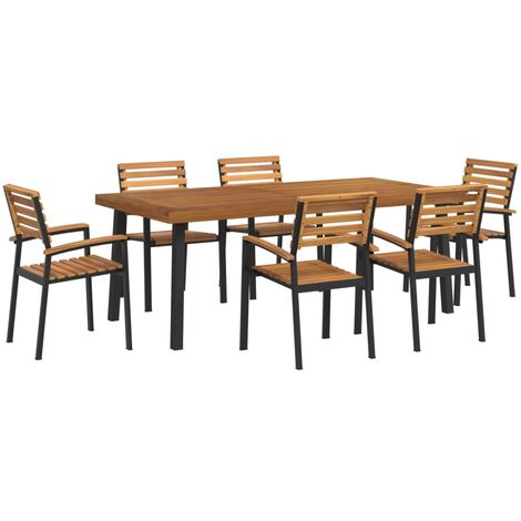 Ensemble à manger de jardin 7 pcs bois d'acacia solide et métal vidaXL (1/5)