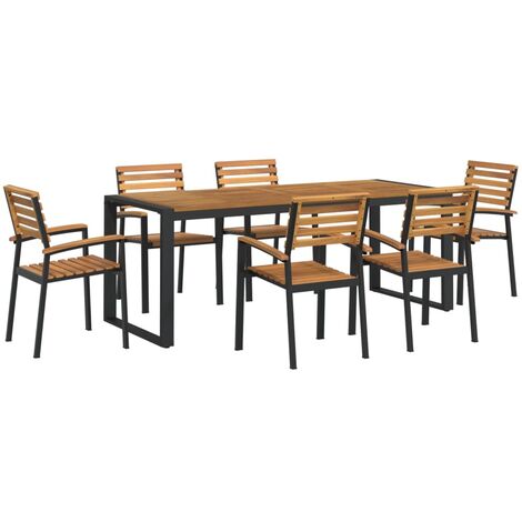 Ensemble à manger de jardin 7 pcs bois d'acacia solide et métal vidaXL