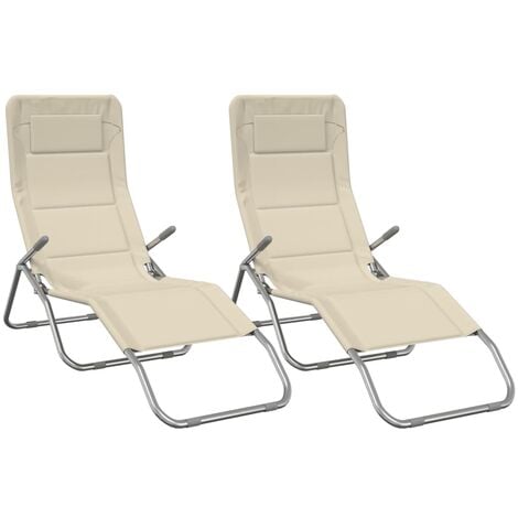 vidaXL Chaises d'extérieur pliables 2 pcs Noir Acier et textilène