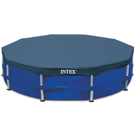 Intex – Couverture de piscine ronde 305 cm – Bâche en polyéthylène hydrofuge – Avec cordes de fixation et trous de drainage