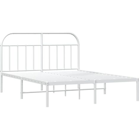 Cadre de lit métal sans matelas et tête de lit blanc 160x200 cm vidaXL (1/5)