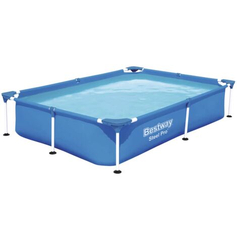 Bestway – Piscine hors sol Steel Pro 221x150x43 cm – Parois en Tritech à 3 couches – Cadre en acier résistant à la corrosion – Capacité 1200L