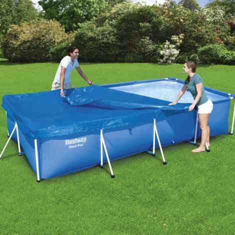 Bestway – Couverture de piscine hors sol 400x211 cm – Bâche en PE avec trous de drainage – Fixation par cordes – Compatible Steel Pro (1/4)