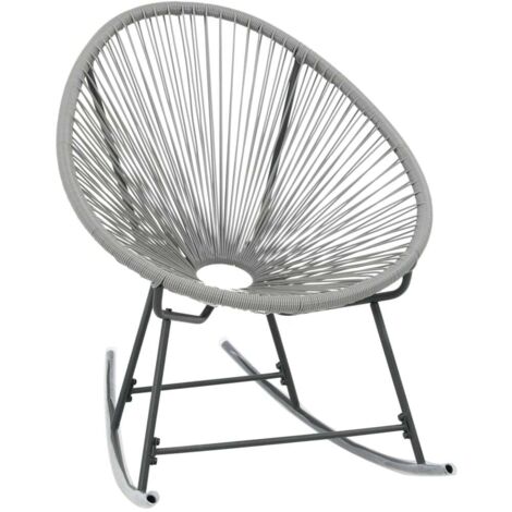 vidaXL Chaise à bascule d'extérieur forme de lune Gris Résine tressée