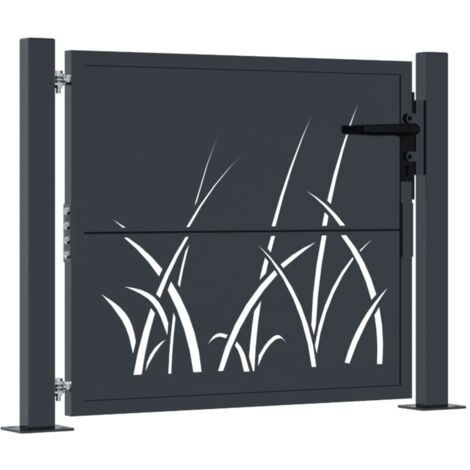 Vidaxl – Portail de jardin anthracite 105x80 cm – Acier galvanisé avec revêtement en poudre – Système verrouillable – Design découpé au laser
