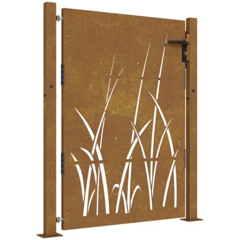 Vidaxl – Portail de jardin 105x130 cm – Acier corten anti-corrosif – Design découpé au laser – Système verrouillable pour sécurité