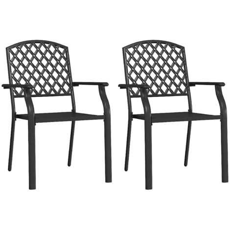 Chaises empilables d'extérieur lot de 2 acier anthracite vidaXL (1/5)