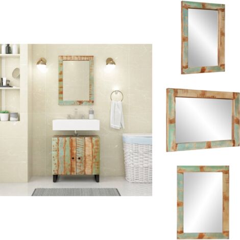 Miroir 70x50 cm bois massif de récupération et verre vidaXL (1/5)