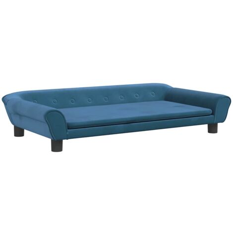 Vidaxl – Lit pour chien bleu 100x50x21 cm – Velours doux et rembourré – Cadre en bois massif – Confort optimal pour animaux de compagnie