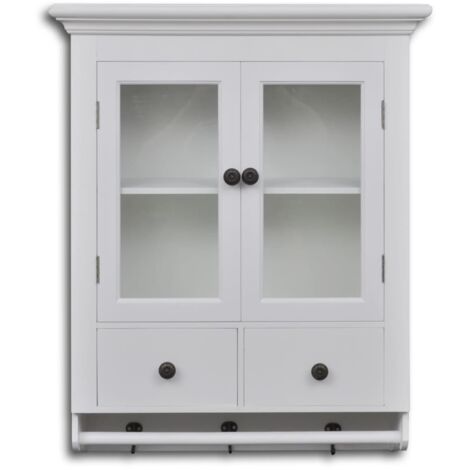 Placard mural de cuisine avec porte en verre Bois blanc vidaXL