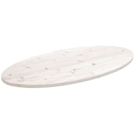 Vidaxl – Dessus de table en bois de pin massif blanc 90x45x2,5 cm – Plateau ovale pour restaurants et cafés – Unique avec variations de grain