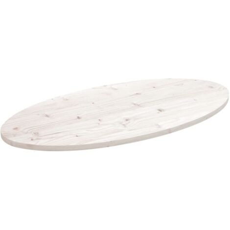 Dessus de table blanc 110x55x2,5 cm bois de pin massif ovale vidaXL
