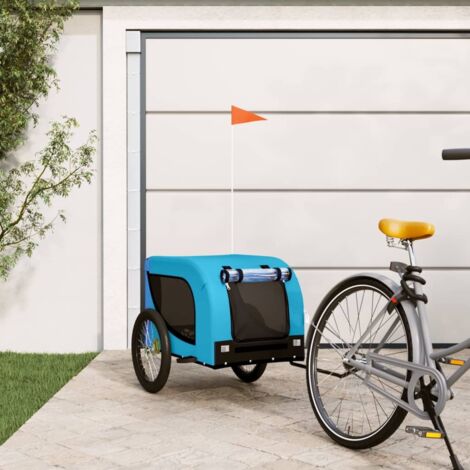 vidaXL Pet Bike Trailer Blue and Black Oxford Fabric and Iron