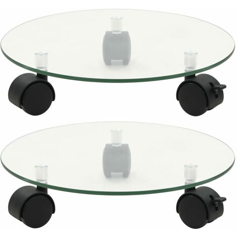 vidaXL Porte-plantes roulant 2 pcs Verre trempé 28 cm Rond (1/4)