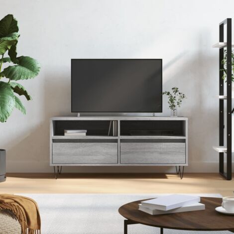 Meuble TV sonoma gris 100x34,5x44,5 cm bois d'ingénierie vidaXL (1/5)