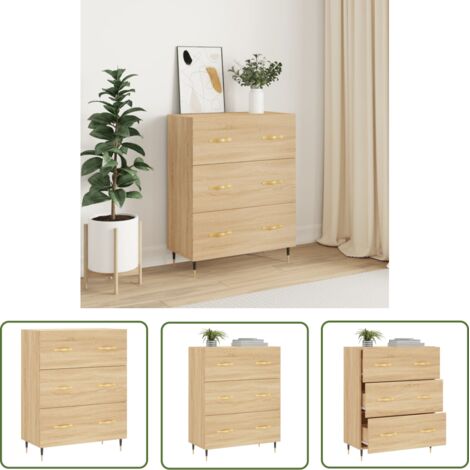 The Living Store Buffet chêne sonoma 69,5x34x90 cm bois d'ingénierie - Buffet - Meuble De Rangement - Commode - Mobilier - Décoration Intérieure (1/5)