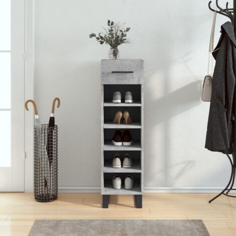 Armoire à chaussures gris béton 30x35x105 cm bois d'ingénierie vidaXL (1/5)