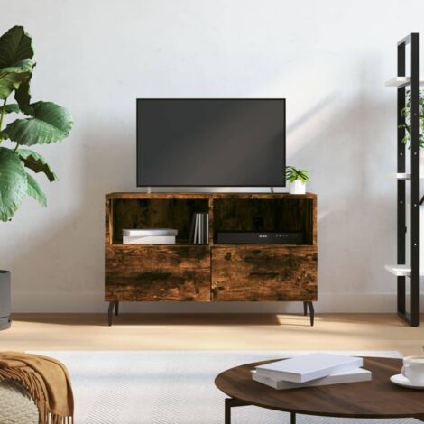 Meuble TV Chêne fumé 80x36x50 cm Bois d'ingénierie vidaXL (1/5)