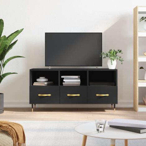 Meuble TV noir 102x36x50 cm bois d'ingénierie vidaXL (1/5)