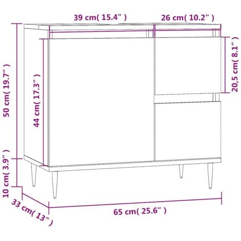 Armoire de salle de bain blanc brillant 65x33x60 cm vidaXL