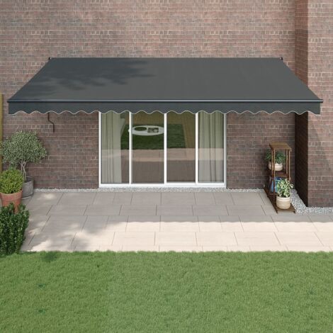 Vidaxl – Auvent rétractable 5x3 m – Tissu résistant aux UV – Cadre en aluminium – Montage mural facile – Idéal pour balcons et patios