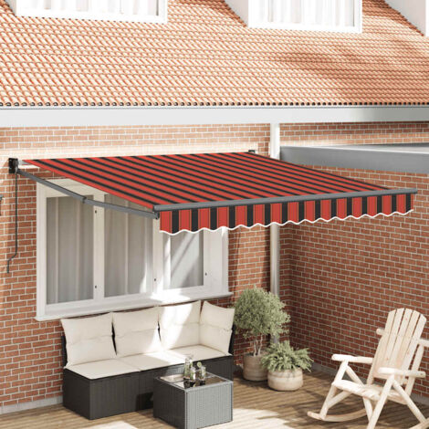Auvent rétractable orange et marron 3x2,5 m tissu et aluminium vidaXL