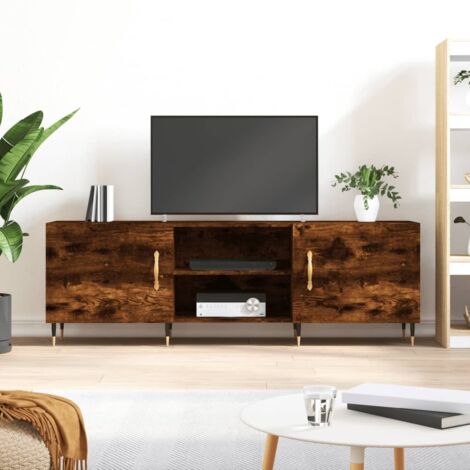 Meuble TV chêne fumé 150x30x50 cm bois d'ingénierie vidaXL (1/5)
