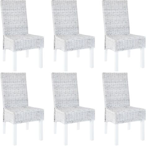 Vidaxl – Chaise à manger lot de 6 en rotin kubu et bois de manguier – Dimensions 46 x 61 x 93 cm – Confortable et facile à nettoyer