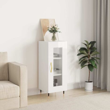 Buffet Blanc brillant 34,5x34x90 cm Bois d'ingénierie vidaXL (1/5)