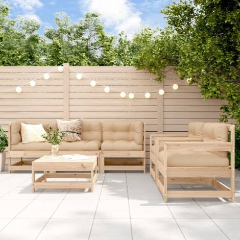 Salon de jardin 6 pcs avec coussins bois massif vidaXL (1/5)