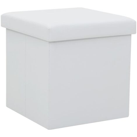 Tabouret de rangement pliable Blanc Similicuir vidaXL (1/5)
