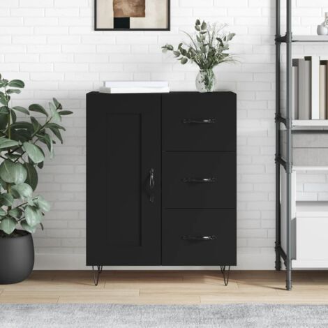 Buffet noir 69,5x34x90 cm bois d'ingénierie vidaXL (1/5)
