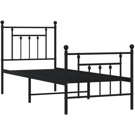 Cadre de lit métal sans matelas avec pied de lit noir 75x190 cm vidaXL (1/5)